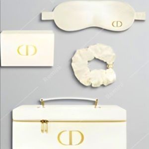 Dior Beauty Vanity Case Set Silk Eye Mask Hair Scrunchie Tie With Dior Box
